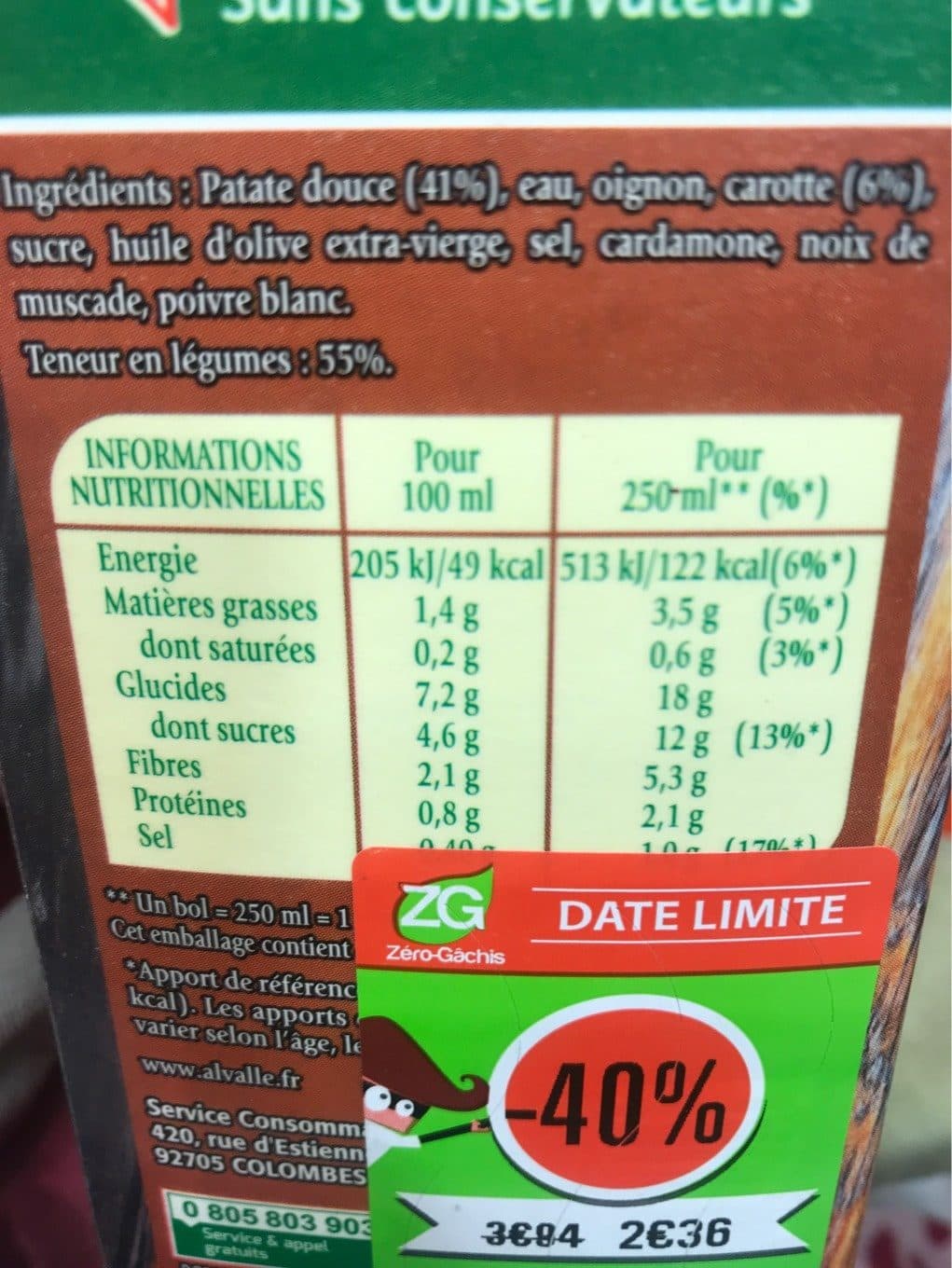 Alvalle Soupe chaude patate douce carotte packshot