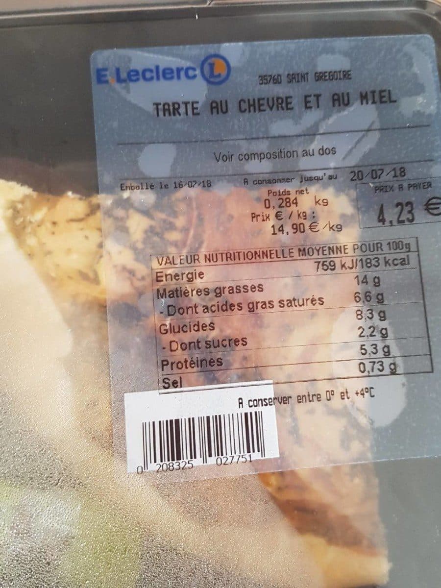 Open Food Facts Tarte au chèvre et au miel packshot