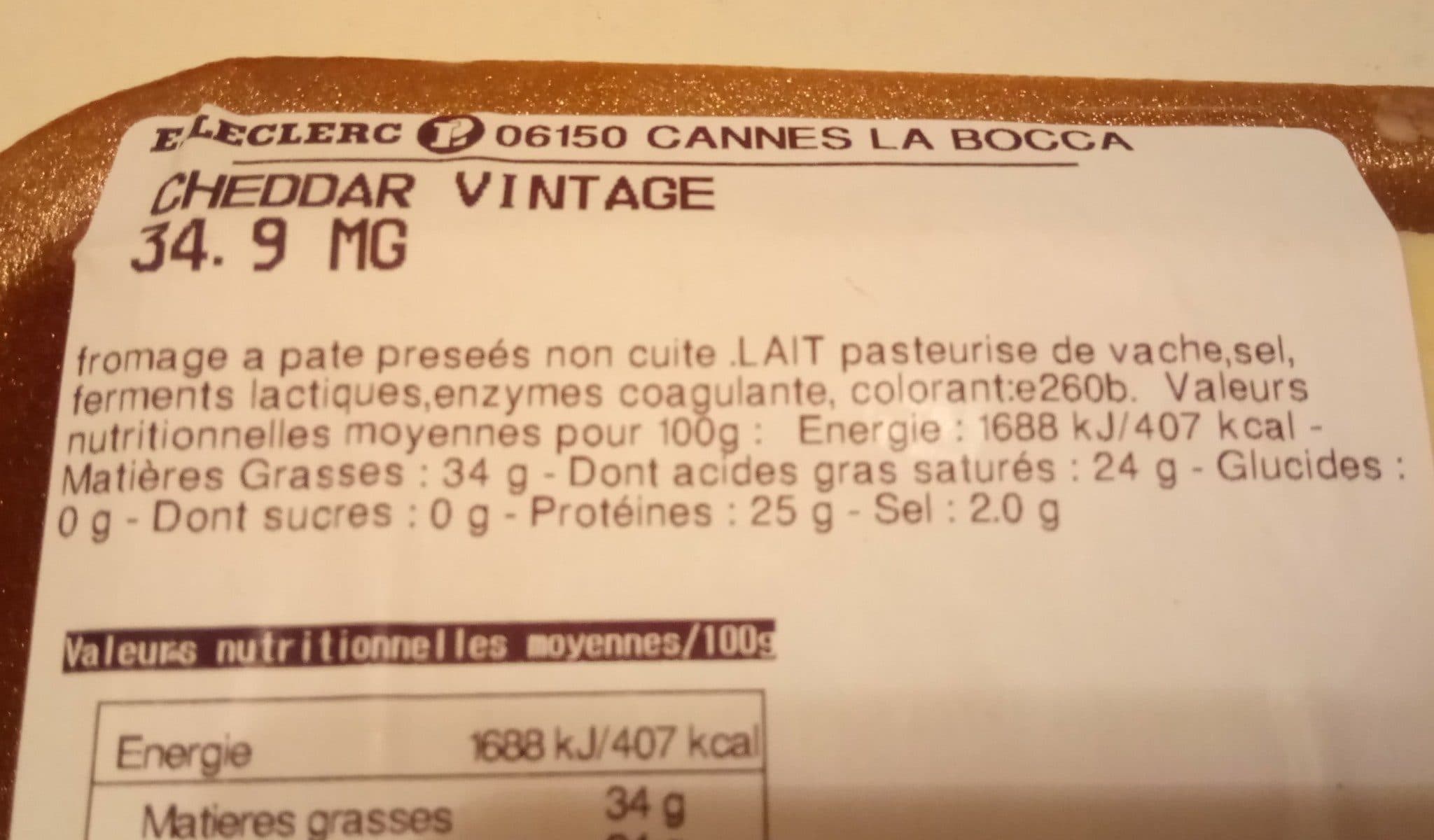 Open Food Facts Cheddar vintage packshot