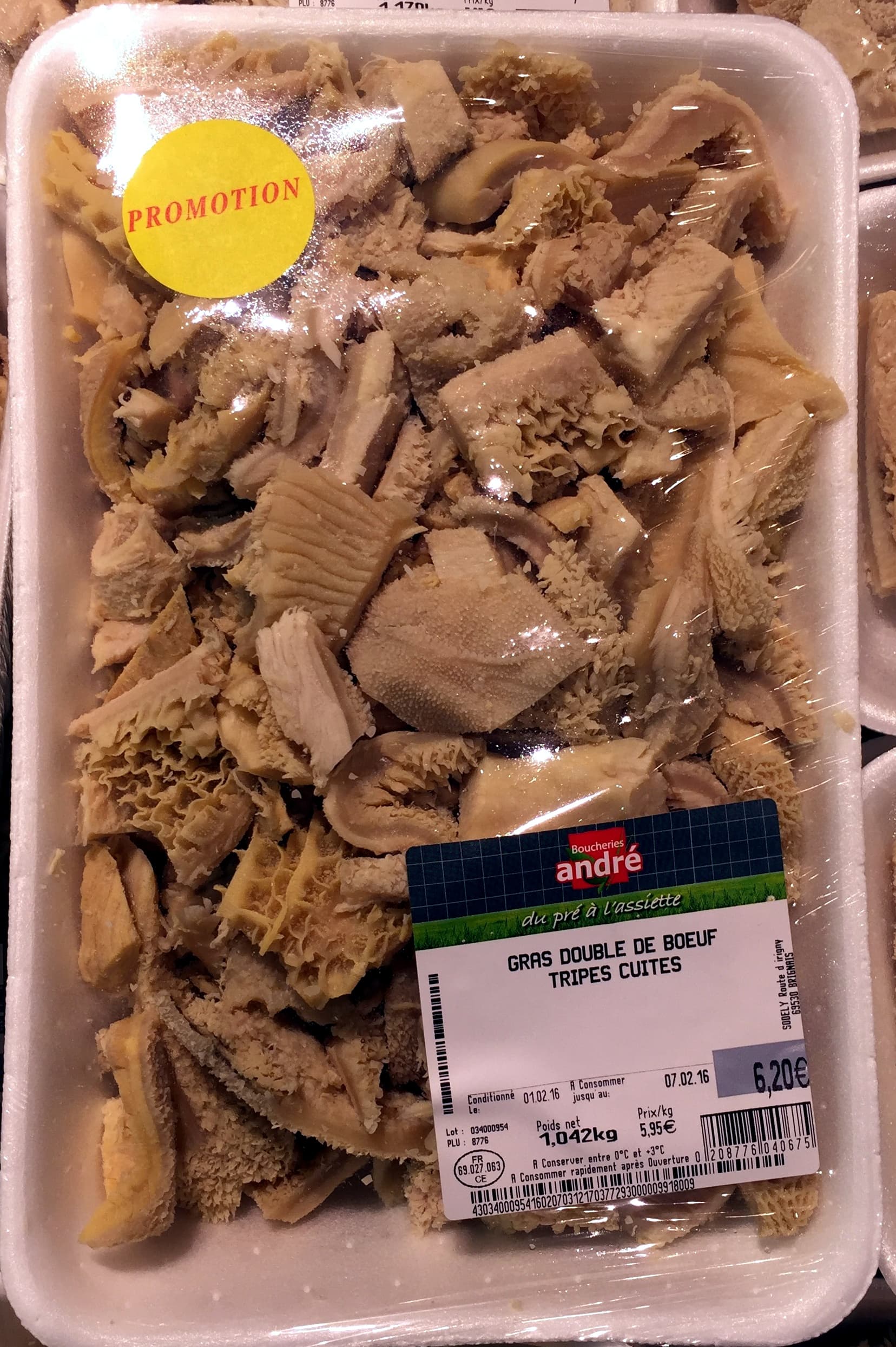 Boucheries André gras double de bœuf tripe cuites packshot