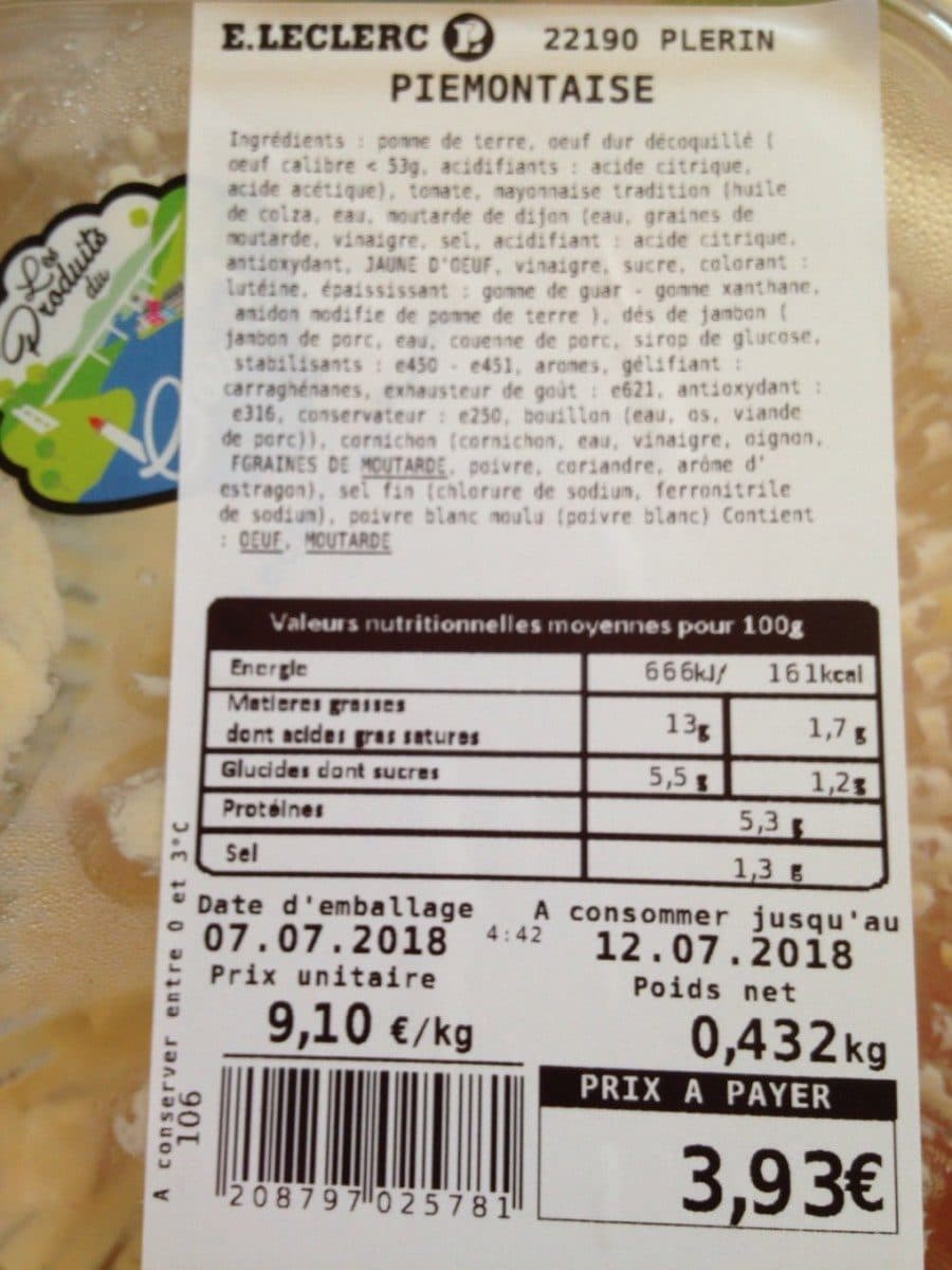 Open Food Facts Piemontaise packshot