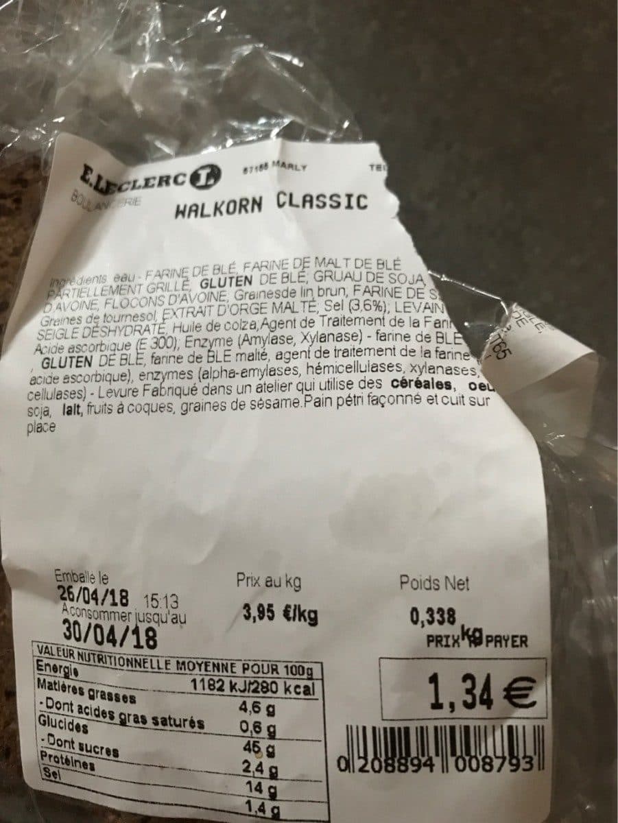 Open Food Facts Pain Walkorn classic packshot
