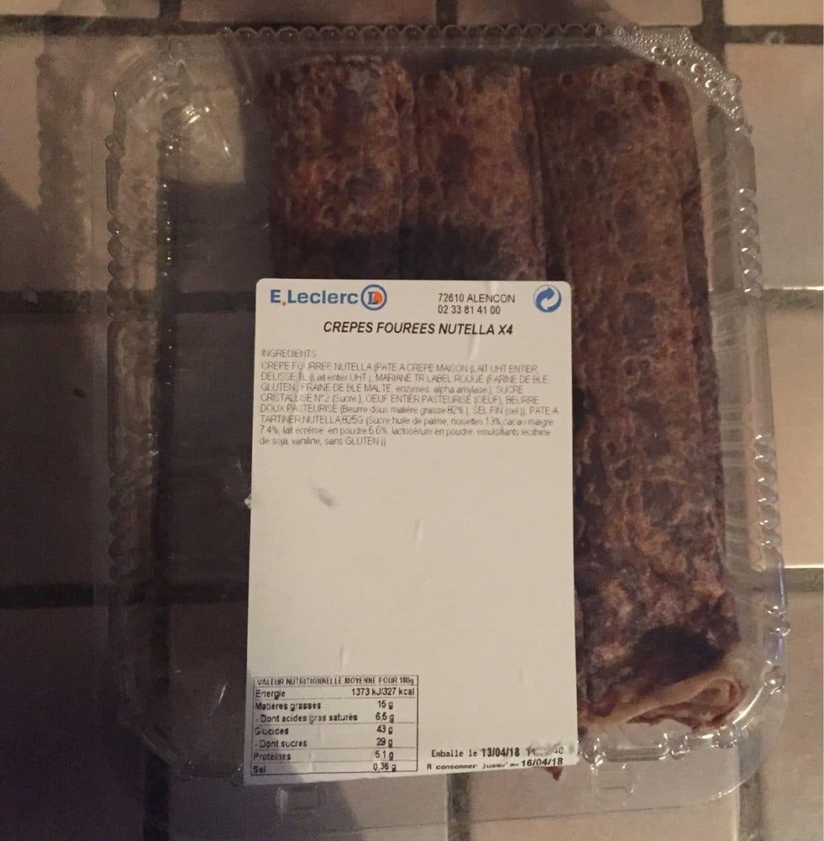 Leclerc Crêpes Fourrées Nutella *4 packshot