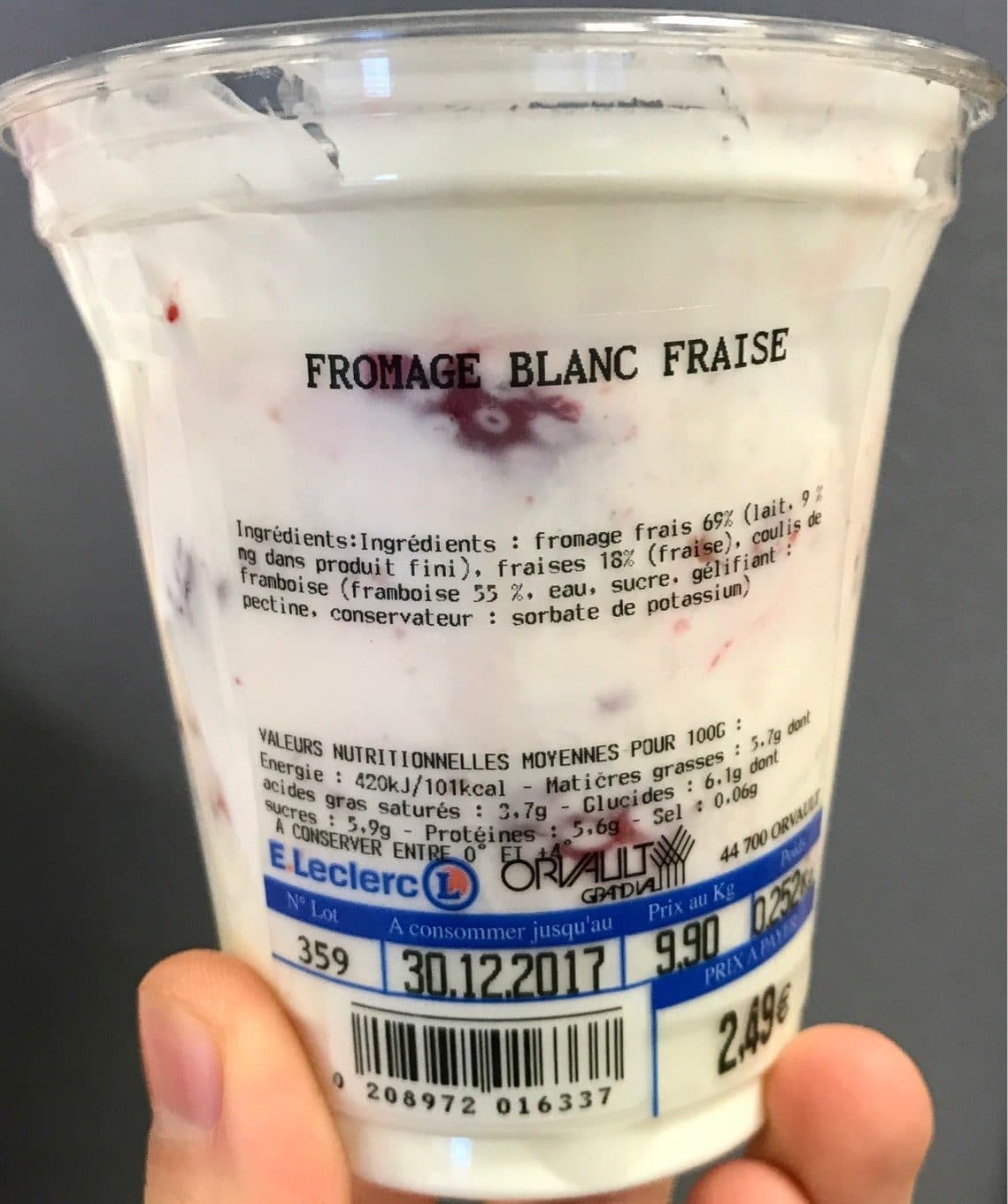 E.leclerc Fromage blanc a la fraise packshot