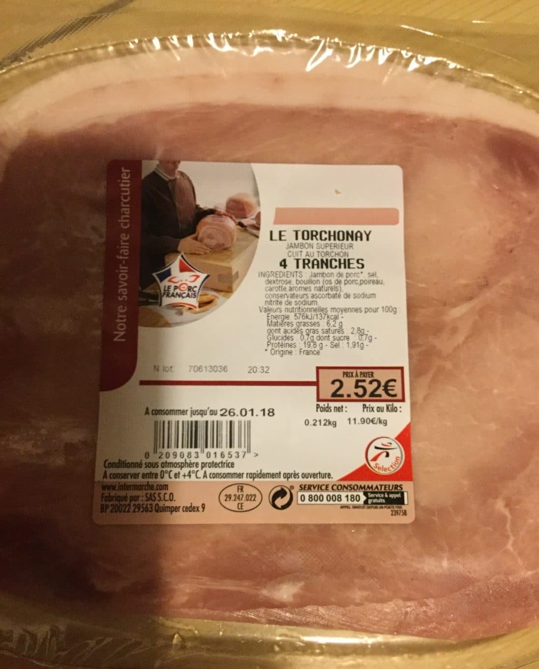 Intermarché Jambon superieur cuit au torchon Le Torchonay packshot