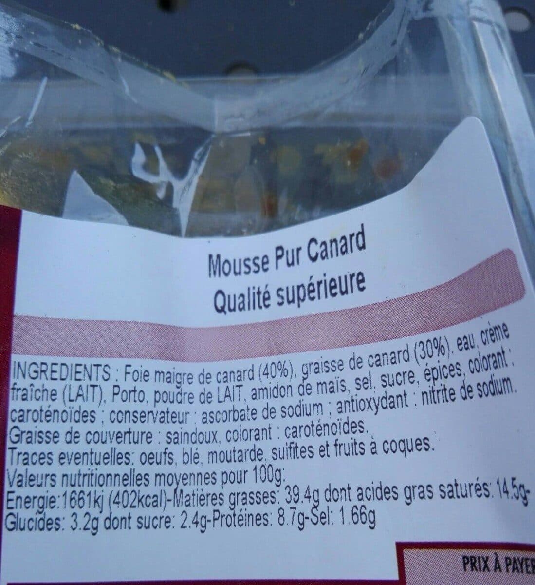 Open Food Facts Mousse pur canard packshot