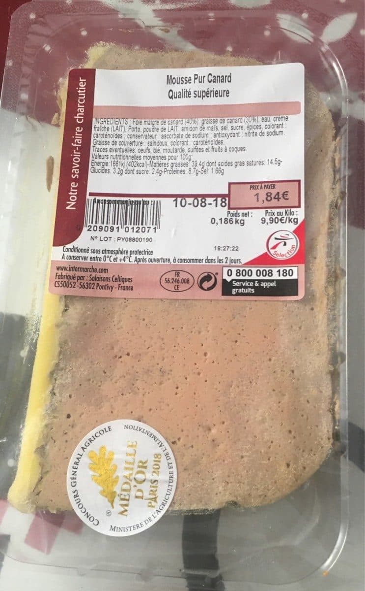 Open Food Facts Mousse pur canard qualite superieur packshot