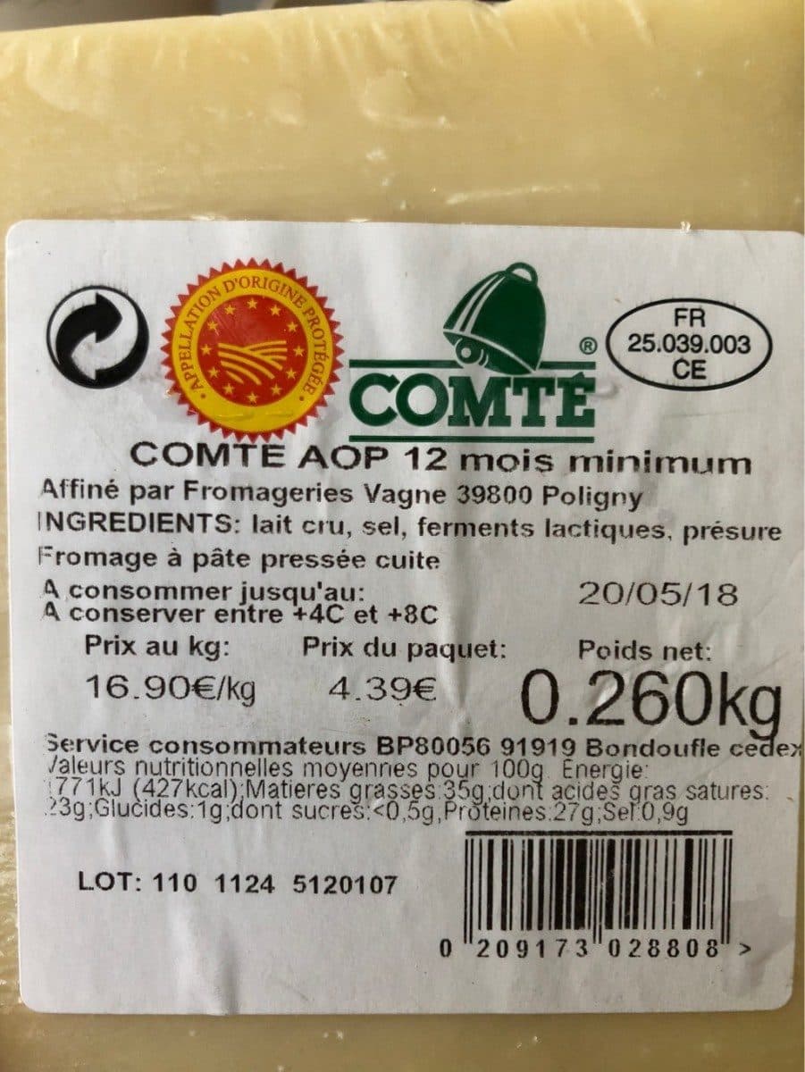 Fromagerie Vagne Comté AOP 12 mois minimum packshot