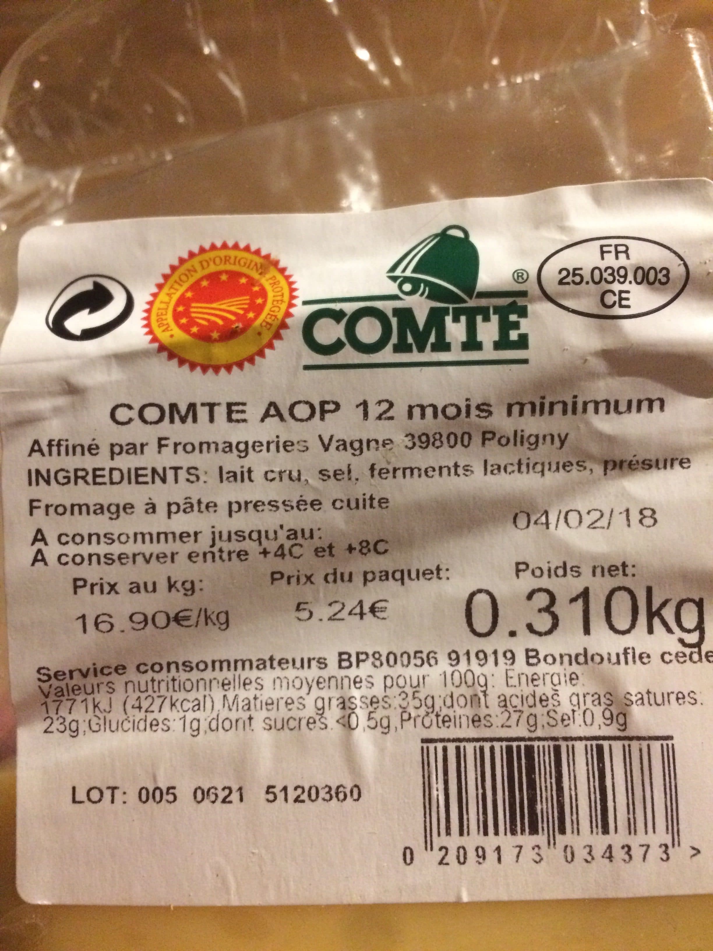 Intermarché Comte AOP 12mois minimum packshot