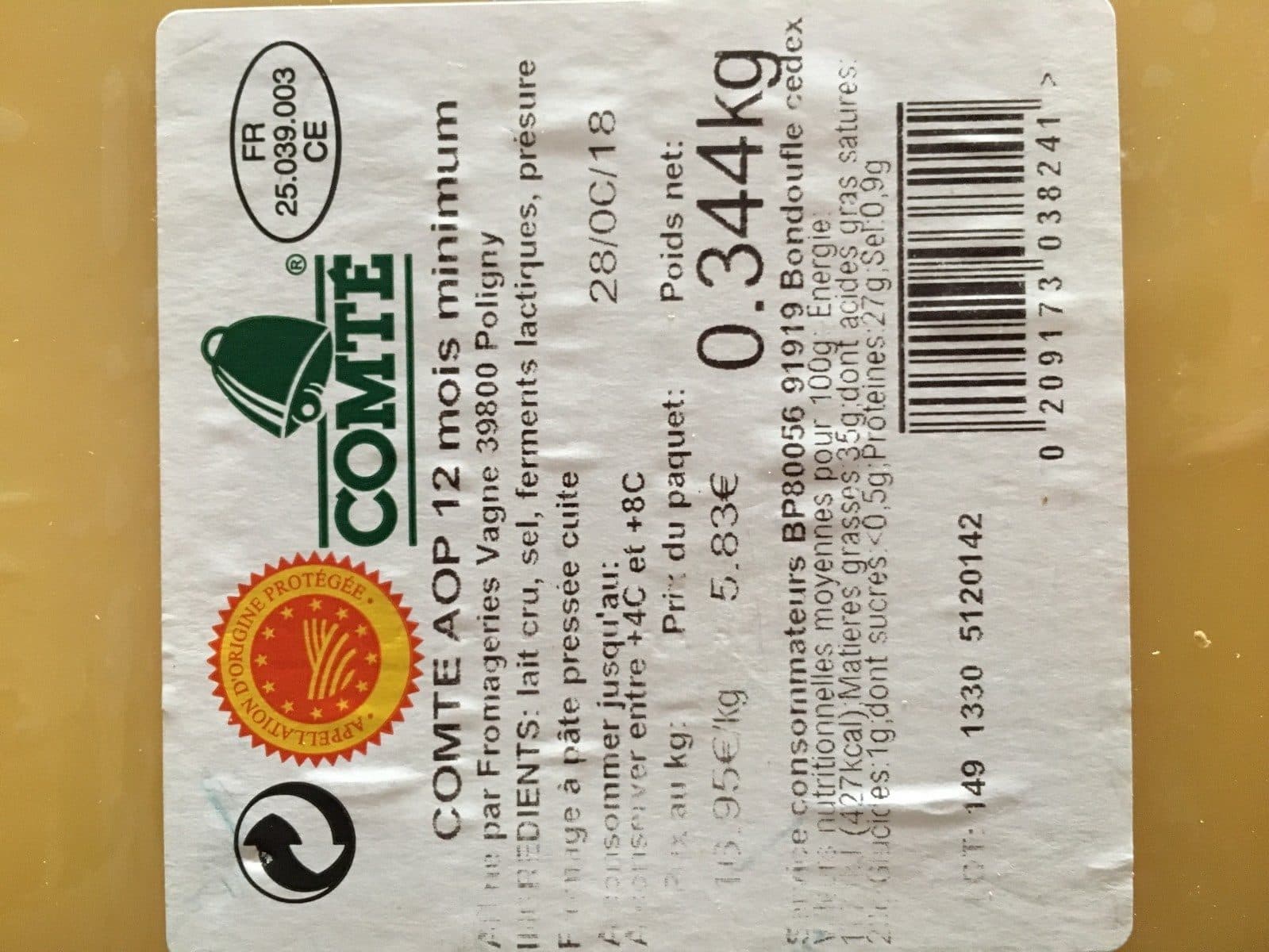 Open Food Facts Comté packshot