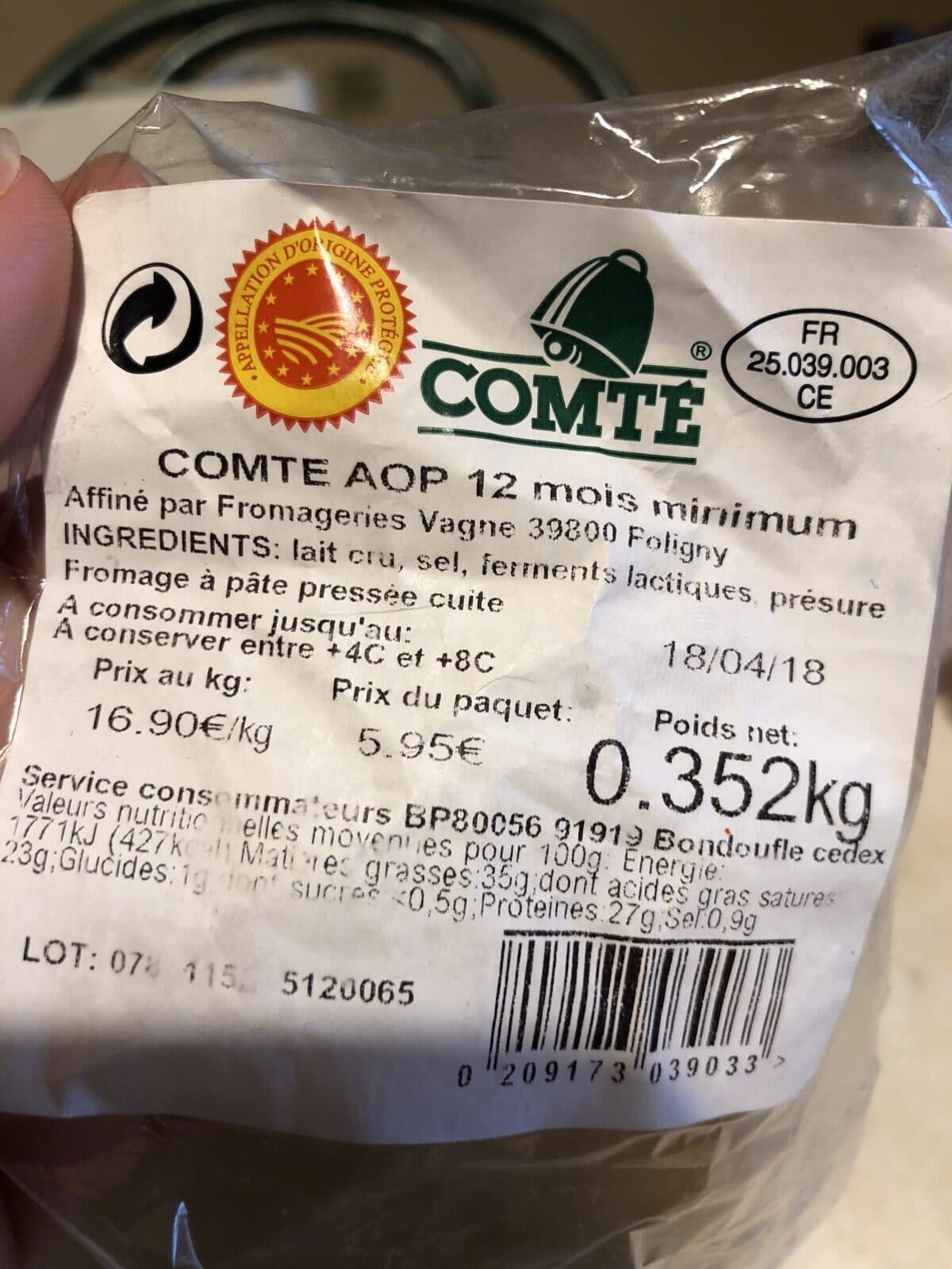 Open Food Facts Comte Aop packshot