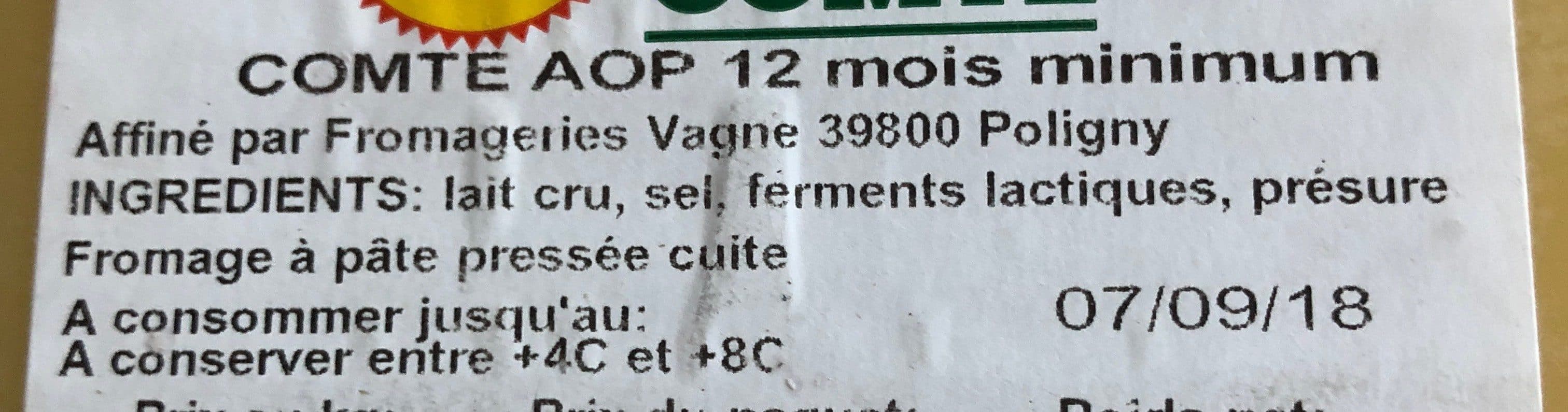Open Food Facts Comté AOP 12 mois packshot