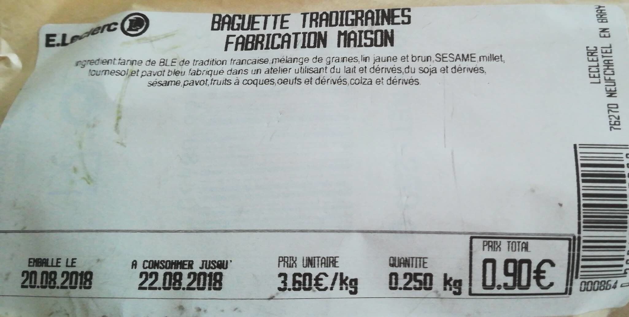 Open Food Facts Baguette tradigraines fabrication maison packshot
