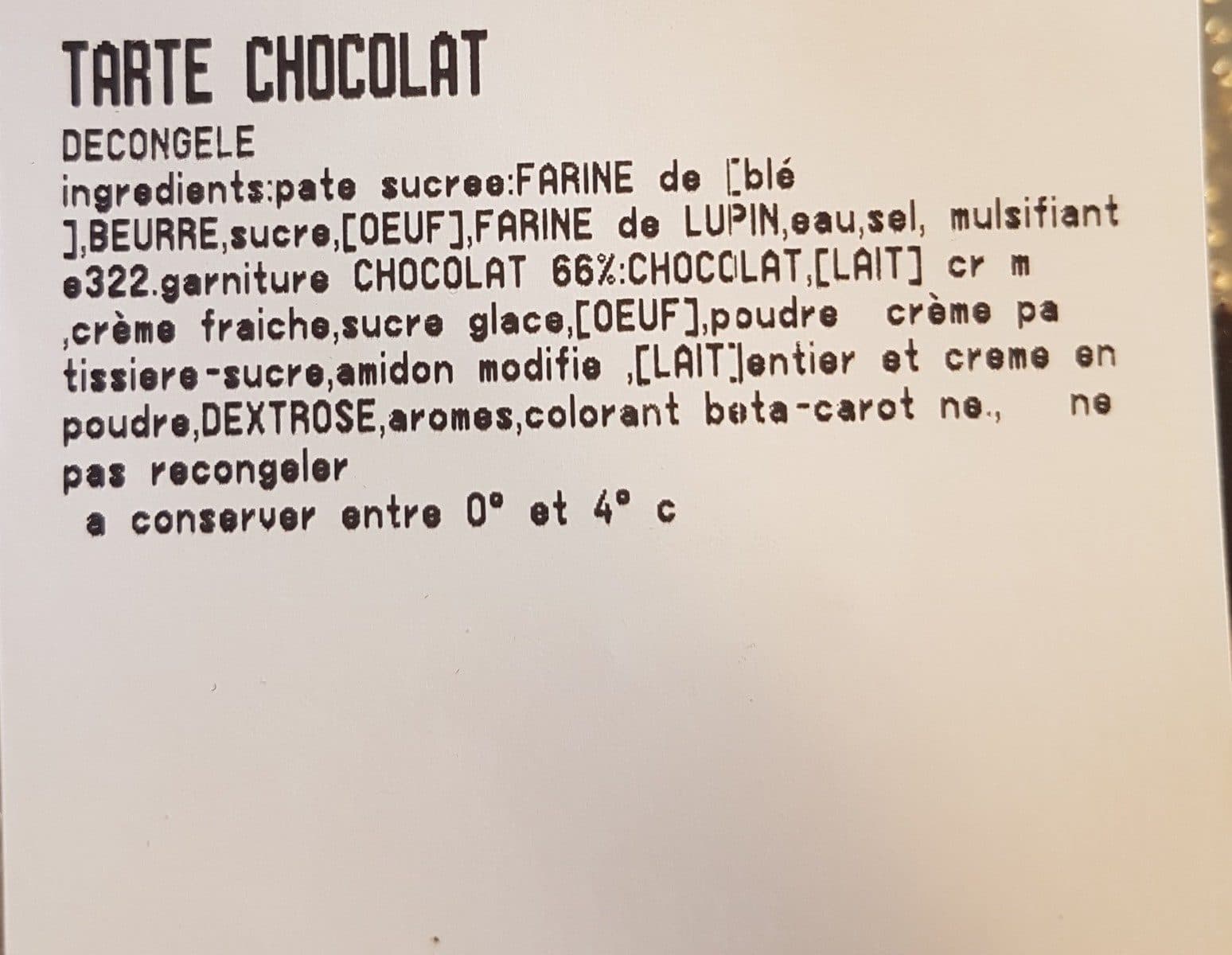 Open Food Facts Tarte chocolat packshot
