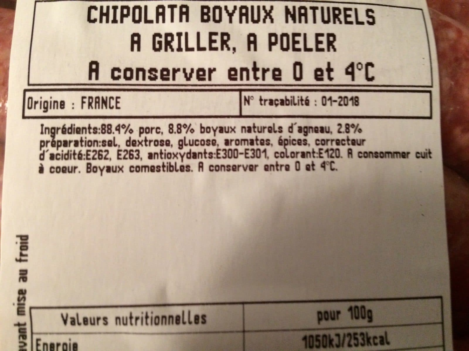 Open Food Facts Chipolata packshot