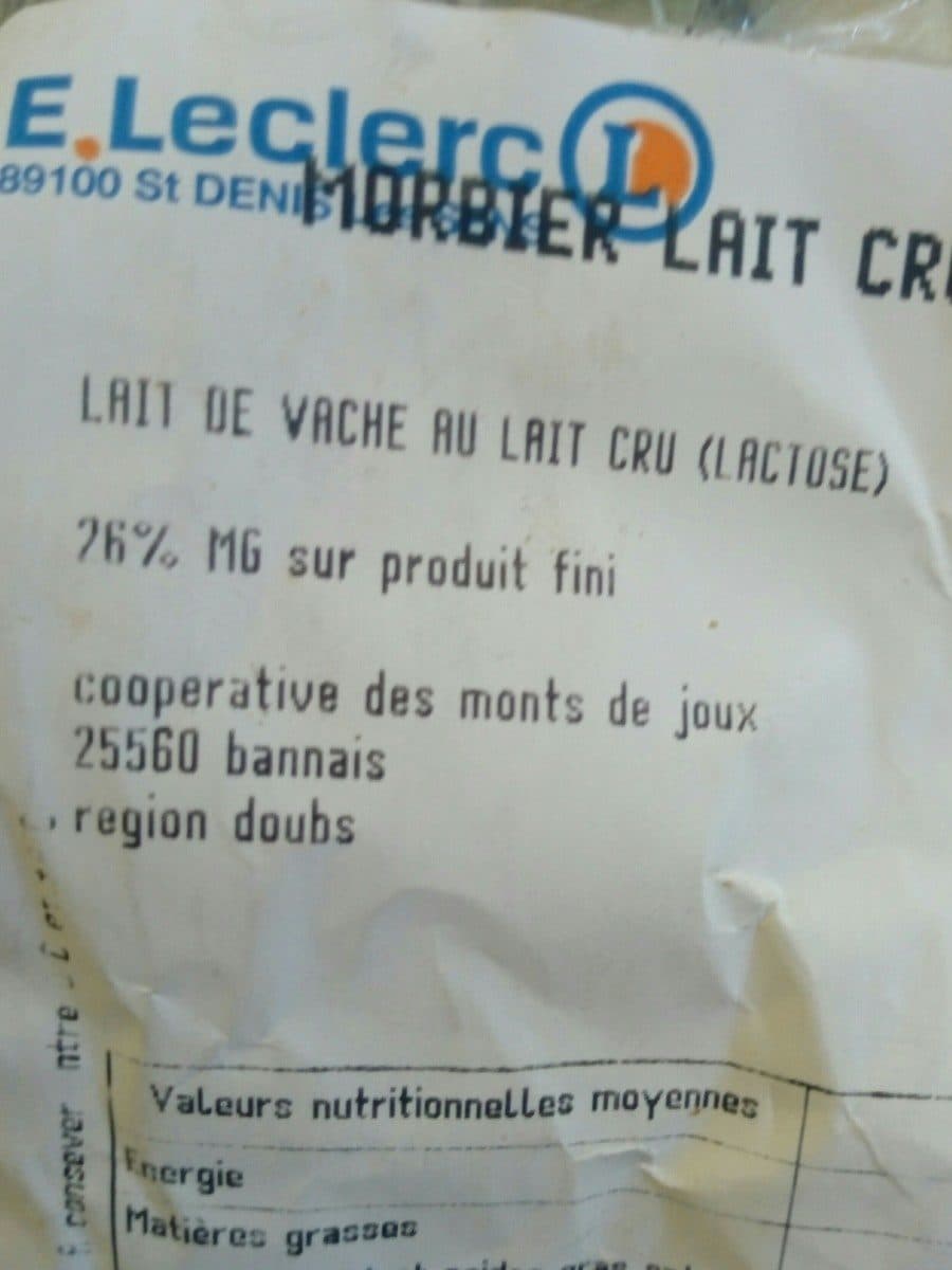 Open Food Facts Morbier lait cru packshot
