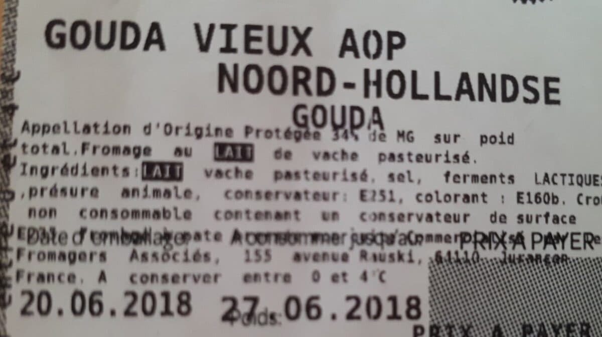 Open Food Facts Gouda vieux aop noord hollandse packshot