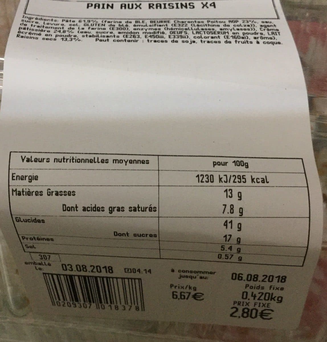 Open Food Facts Pains aux raisins packshot