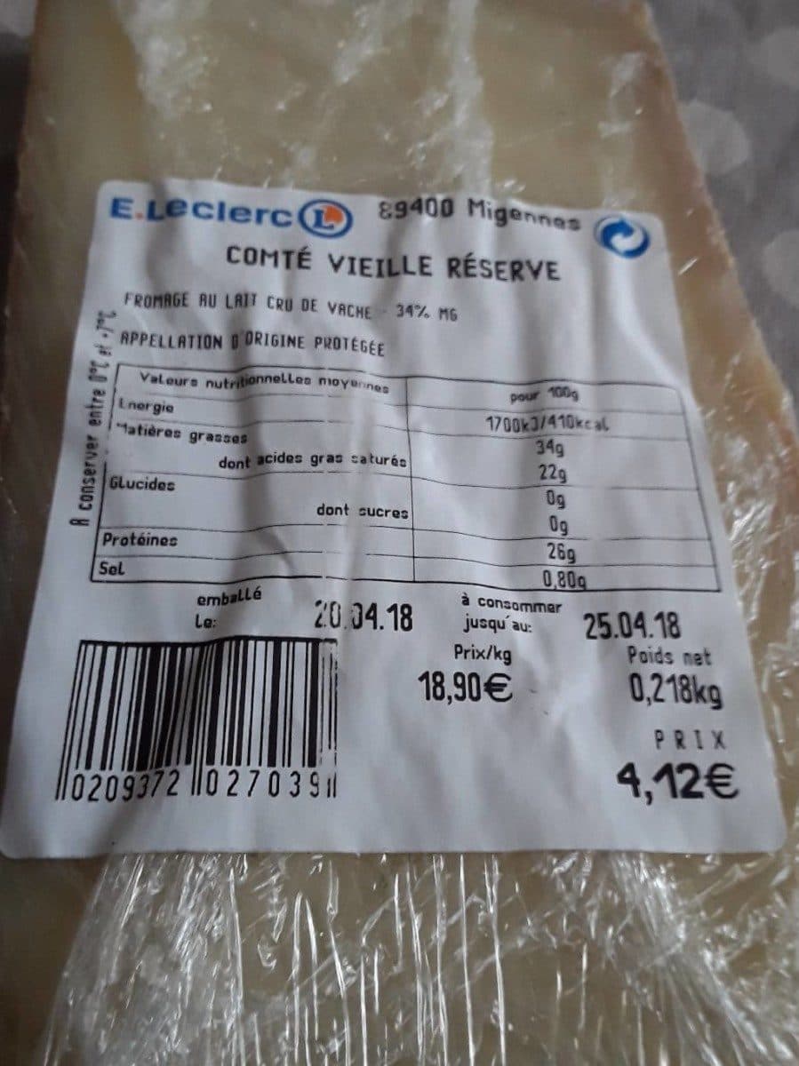 Open Food Facts Comté vieille réserve packshot