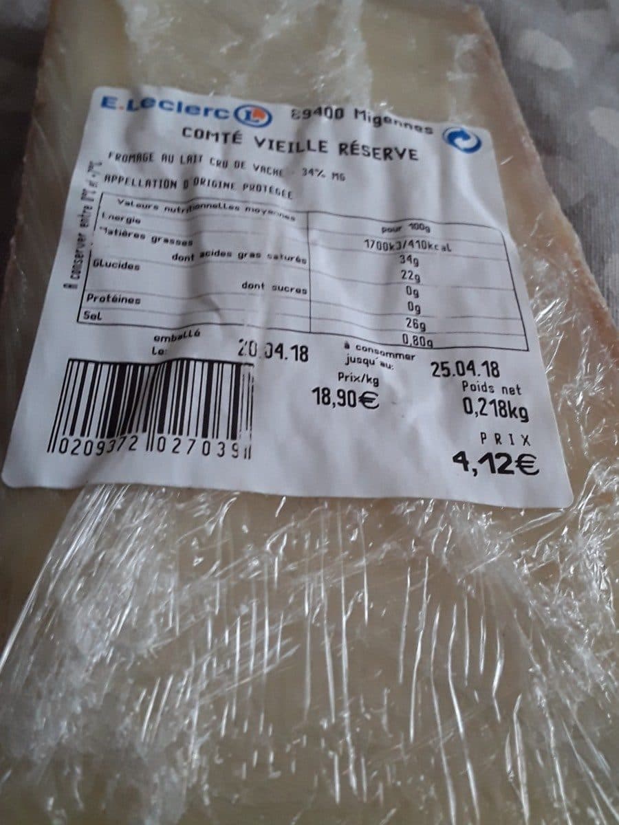 Open Food Facts Comté vieille réserve packshot