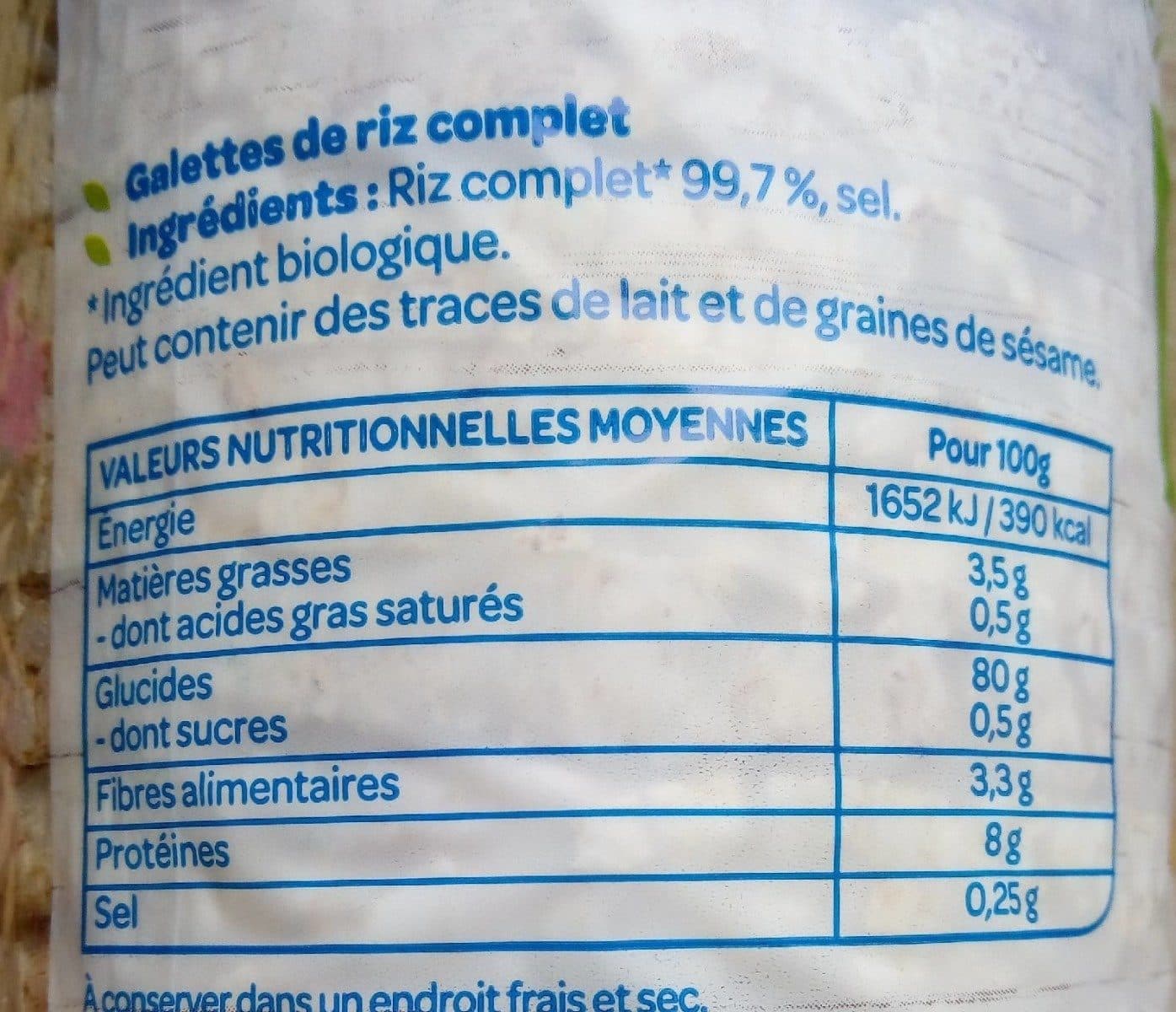 Open Food Facts Galette riz complet packshot