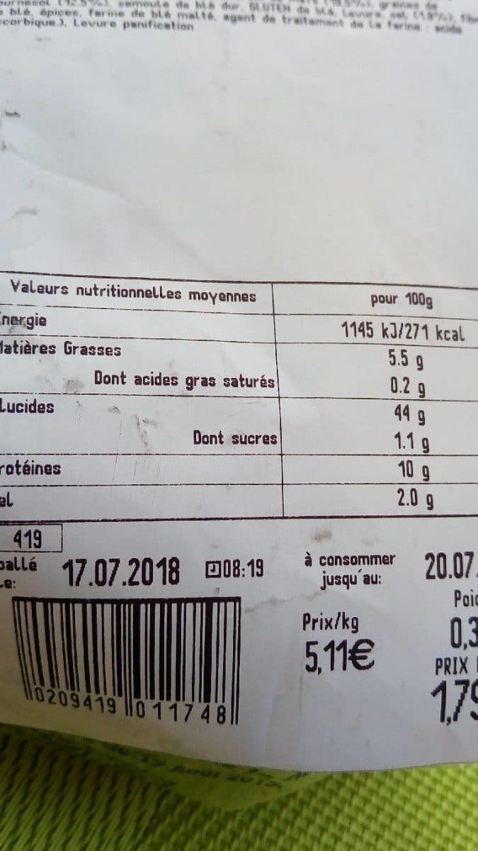 Open Food Facts Pain aux maïs packshot