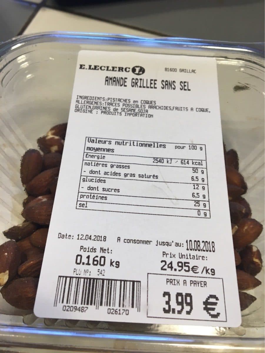 Open Food Facts Amande grillee sans sel packshot