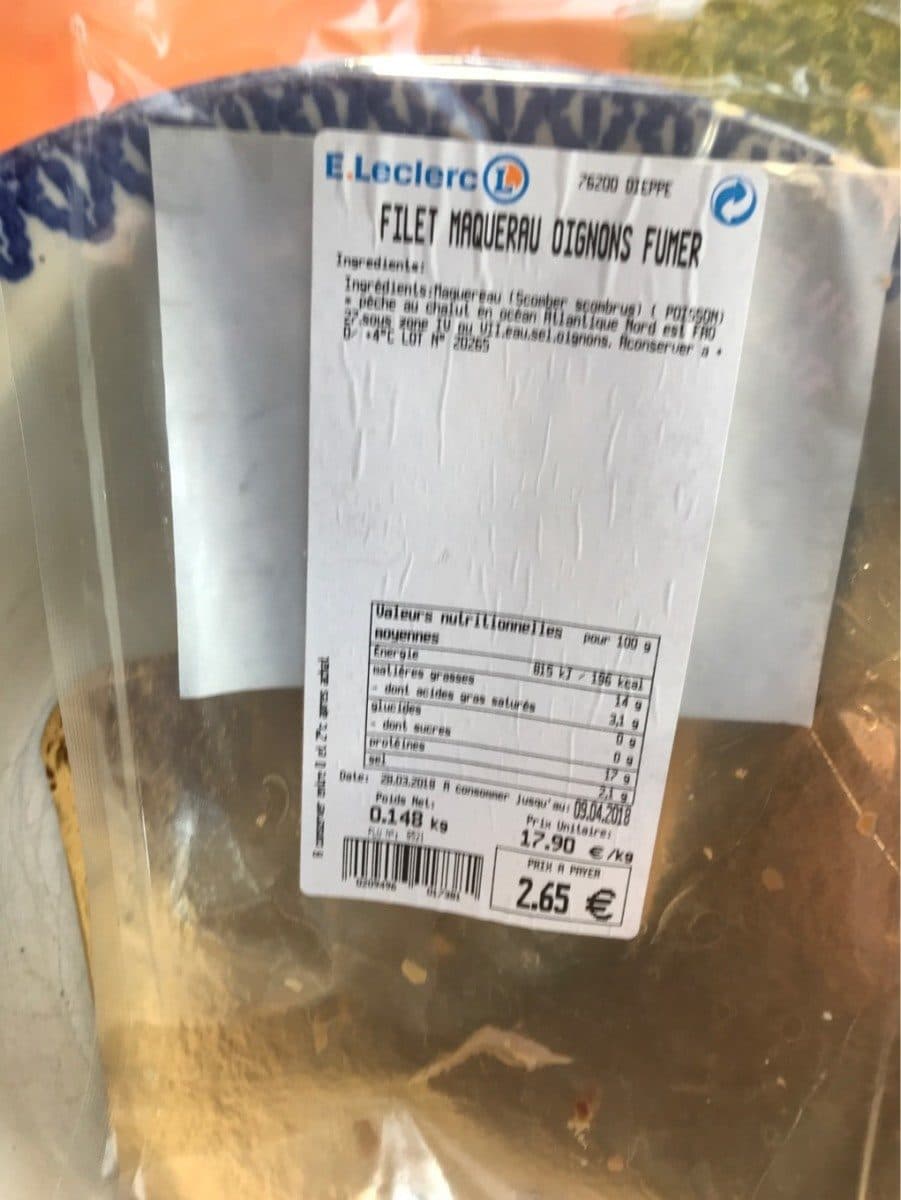 Open Food Facts Filet maquereau oignons fumer packshot