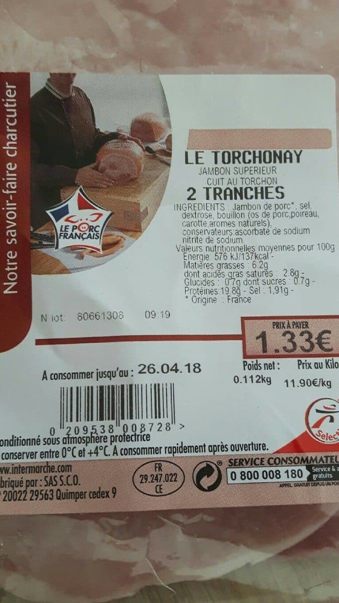 Open Food Facts Jambon superieur packshot