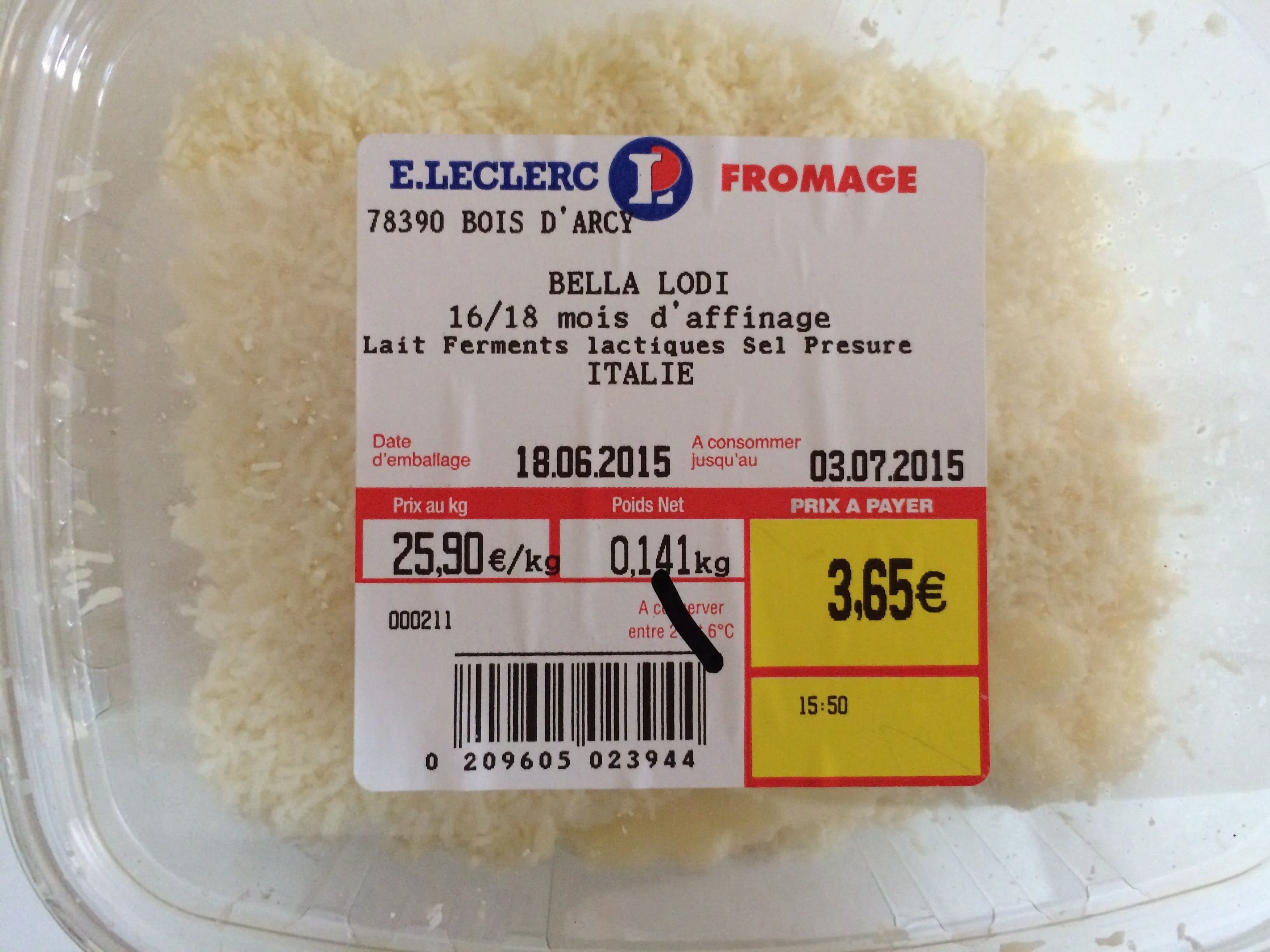 Leclerc Bella Lodi 16/18 mois d'affinage packshot