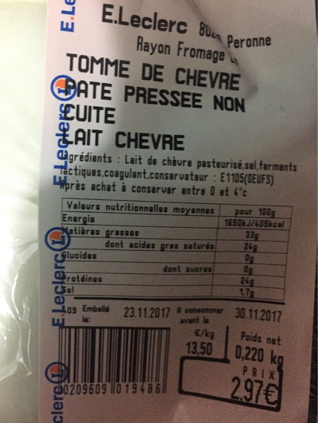Leclerc Tomme de chevre packshot