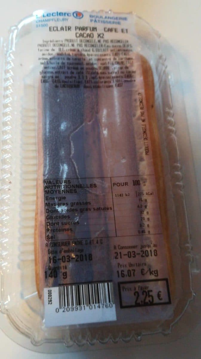 Open Food Facts Éclair parfum café et cacao x2 packshot