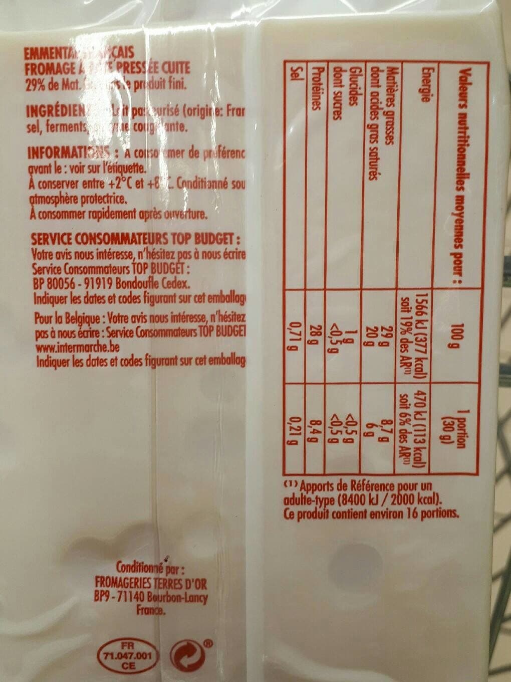 Intermarche Emmental francaiq packshot