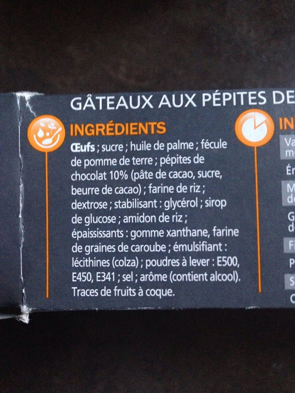 Open Food Facts Gateaux aux pepites de chocolat sans gluten packshot