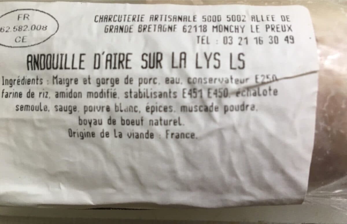 Open Food Facts Andouille d aire sur la lys packshot