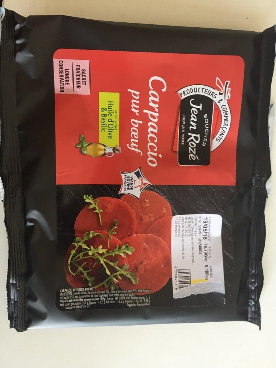 Open Food Facts Carpaccio pur boeuf packshot