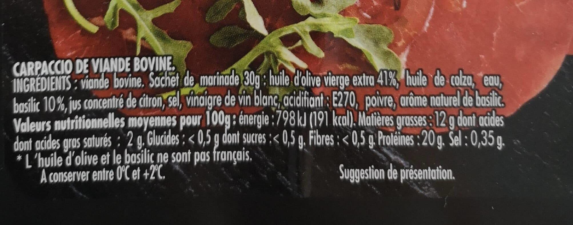 Open Food Facts Carpaccio pur bœuf - Jean Rozé packshot