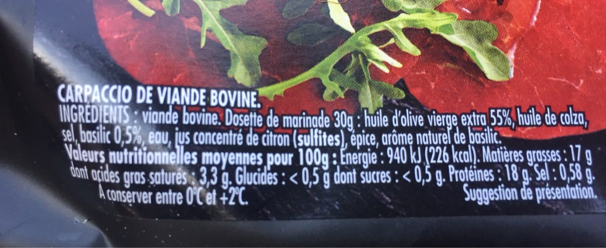 Open Food Facts Carpaccio pur boeuf packshot