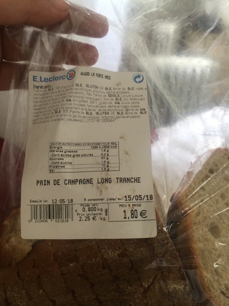 Open Food Facts Pain de campagne long tranche packshot