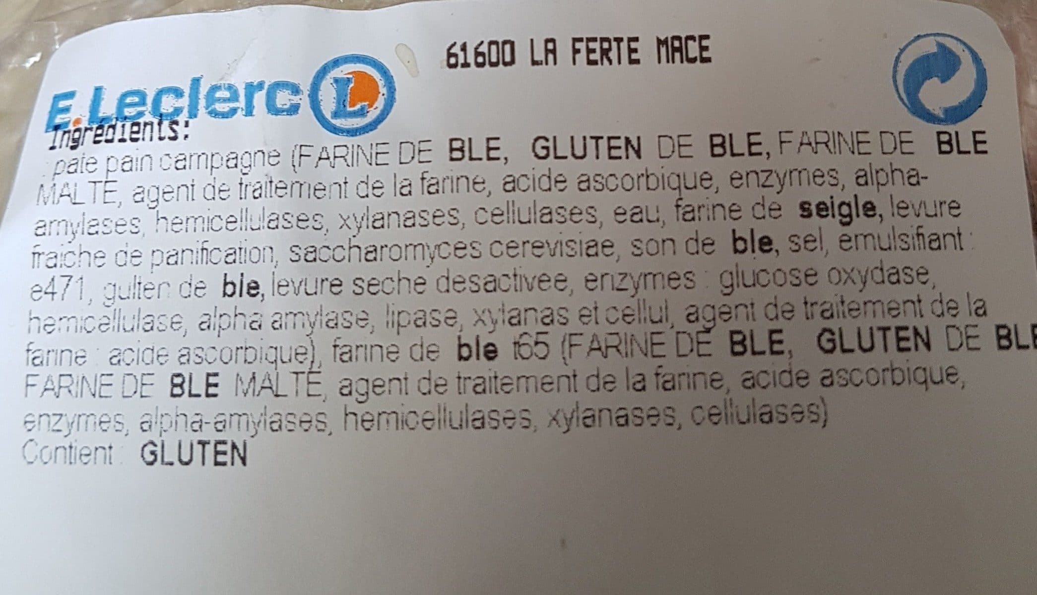 Open Food Facts Boule de campagne tranchee packshot