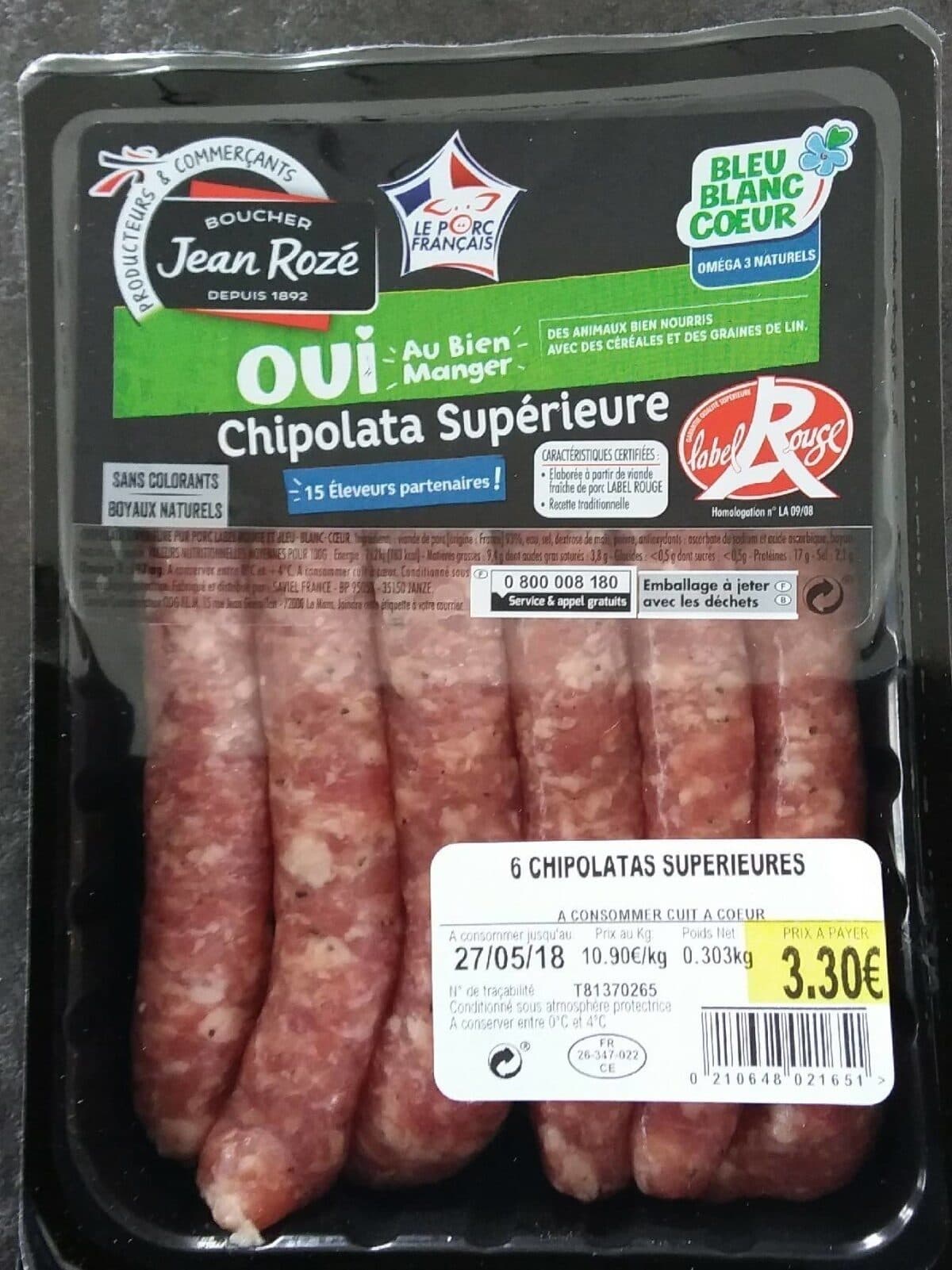 Open Food Facts Chipolata superieure label rouge packshot