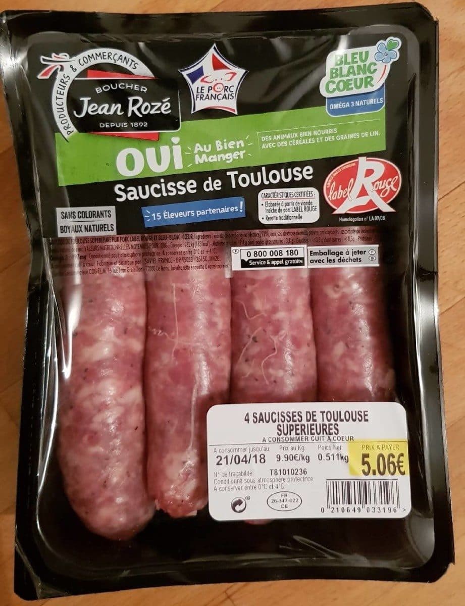 Open Food Facts Saucisses de Toulouse superieur packshot