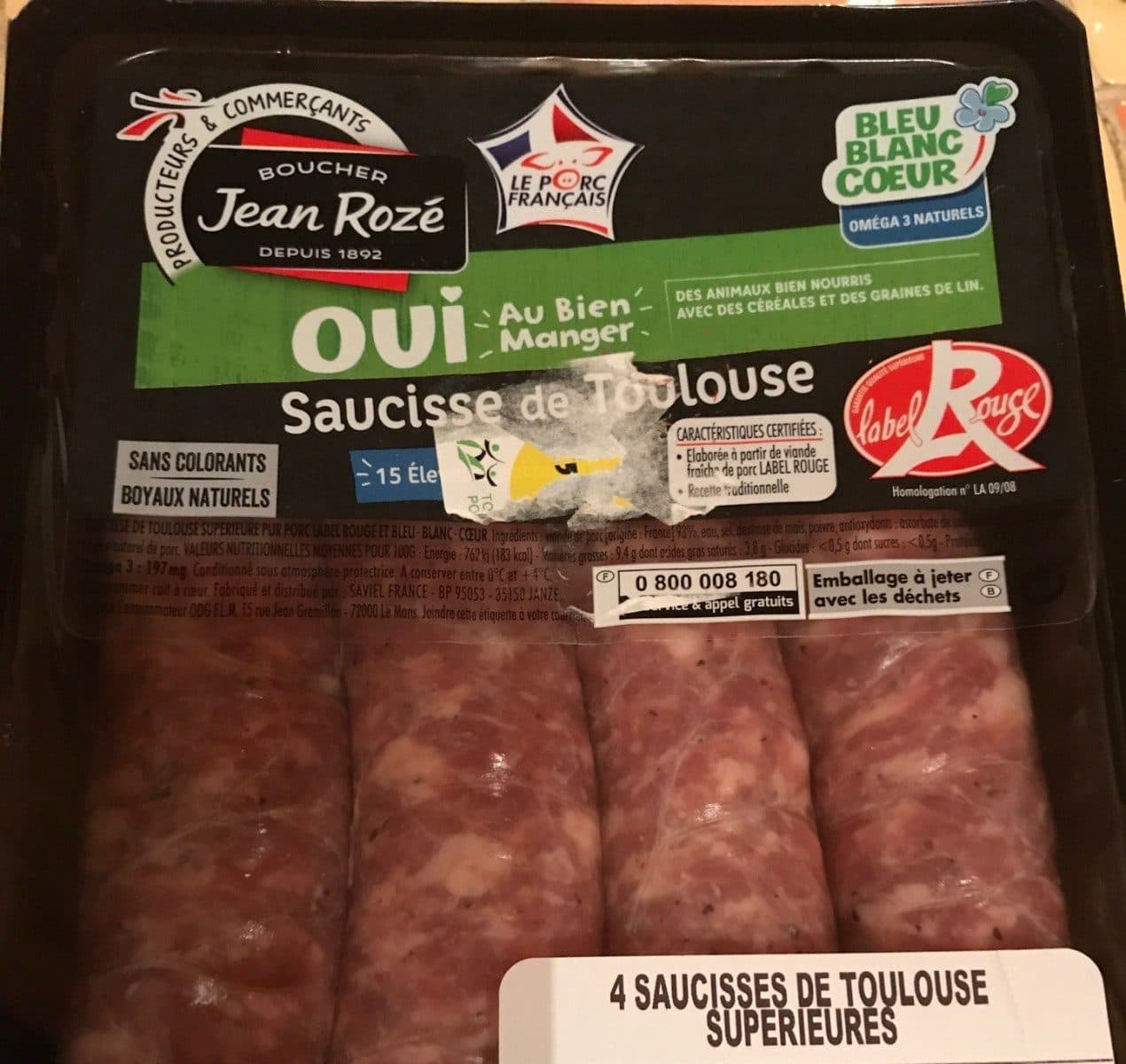 Jean Rozé Saucisse de Toulouse packshot