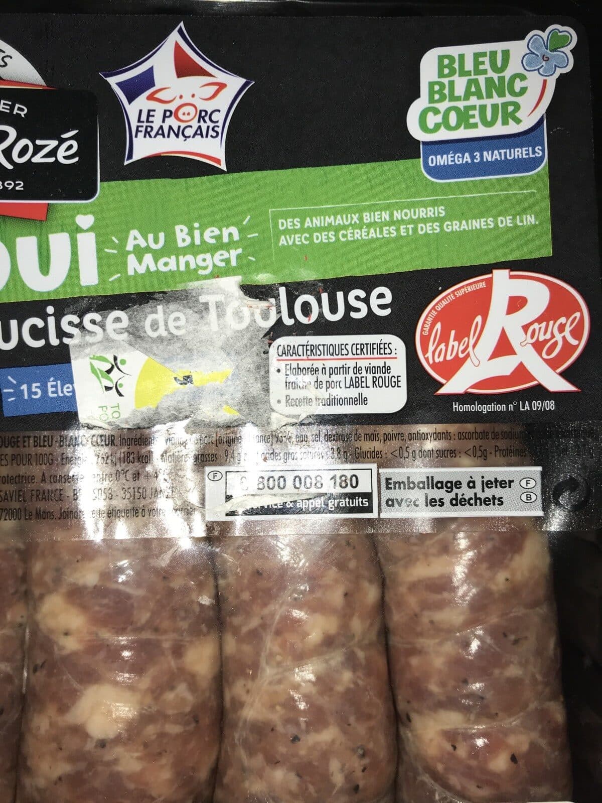 Jean Rozé Saucisse de Toulouse packshot