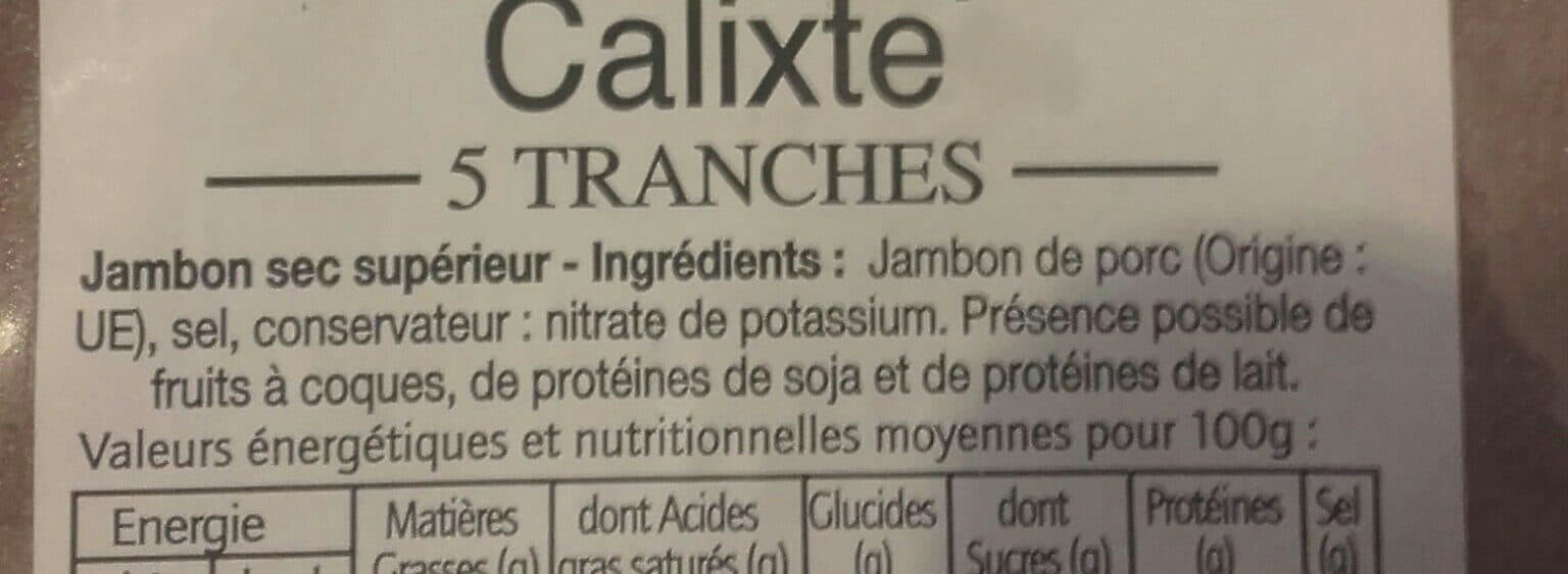 Open Food Facts Jambon sec supérieur calixte packshot