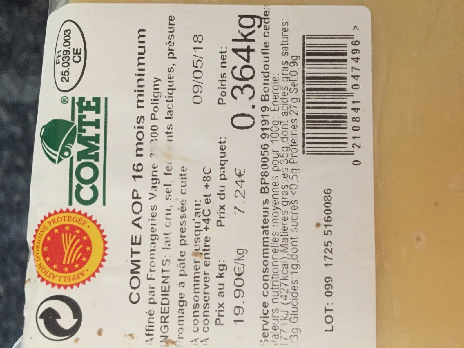 Open Food Facts Comté packshot