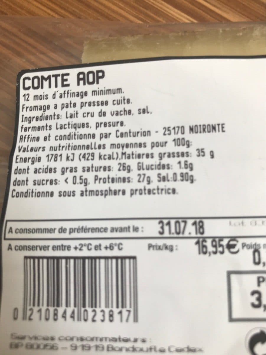 Open Food Facts Comté packshot