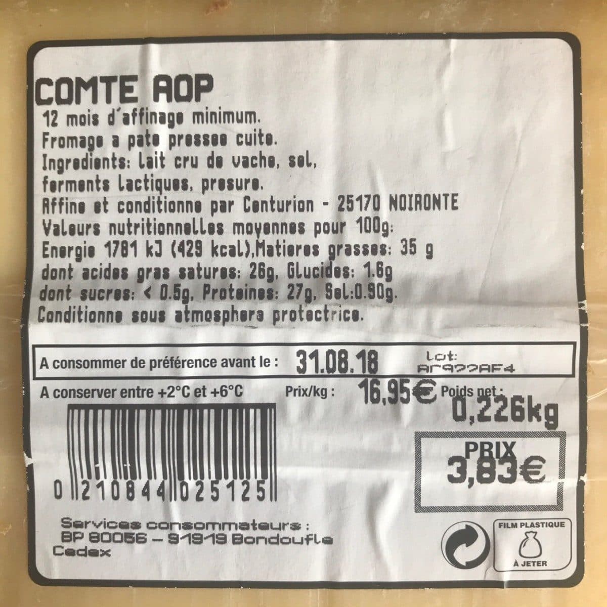 Open Food Facts Comté AOP packshot