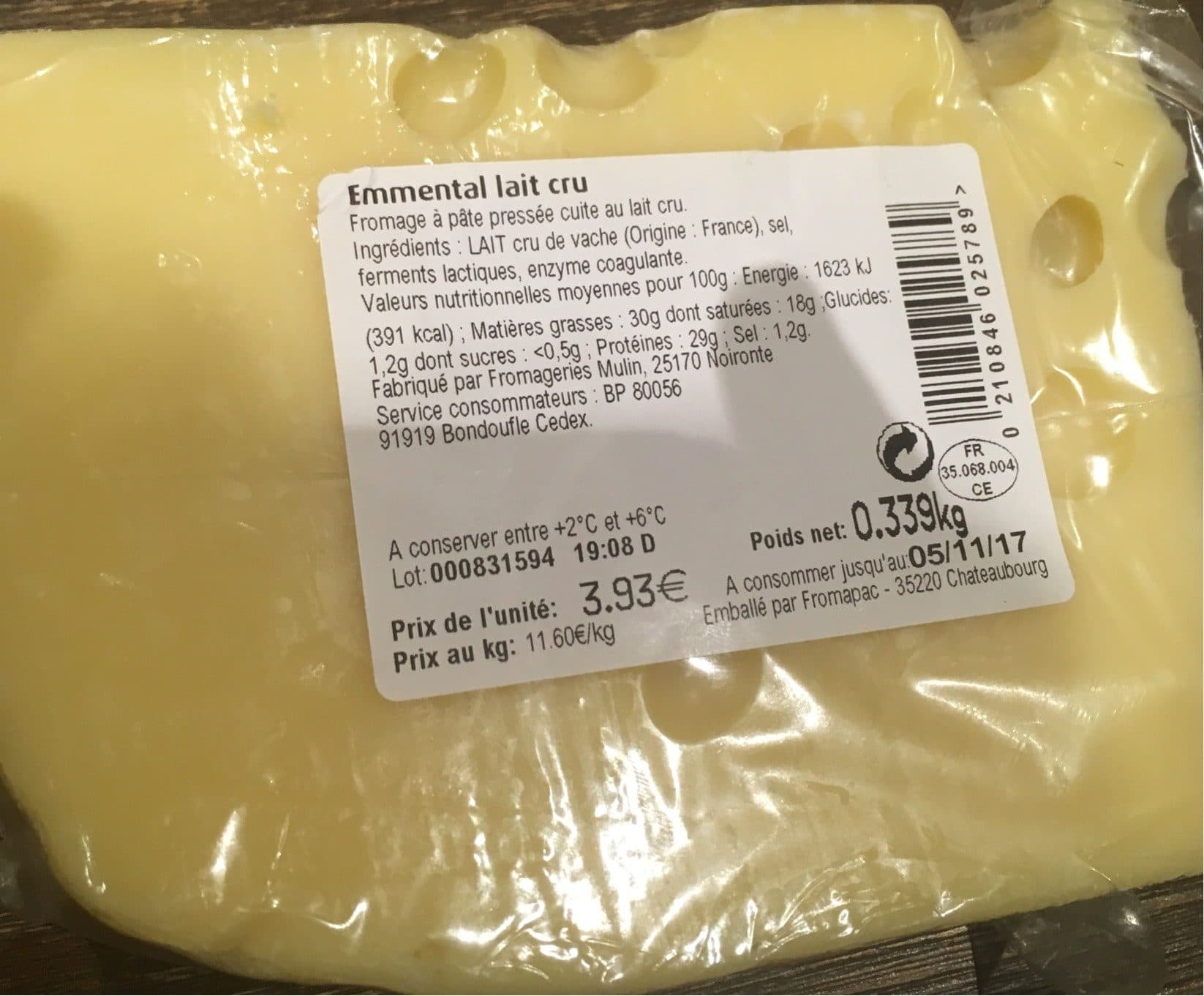 Fromagerie mullin Emmental lait cru packshot