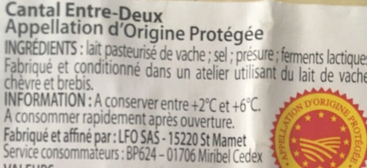 Open Food Facts Cantal entre deux packshot